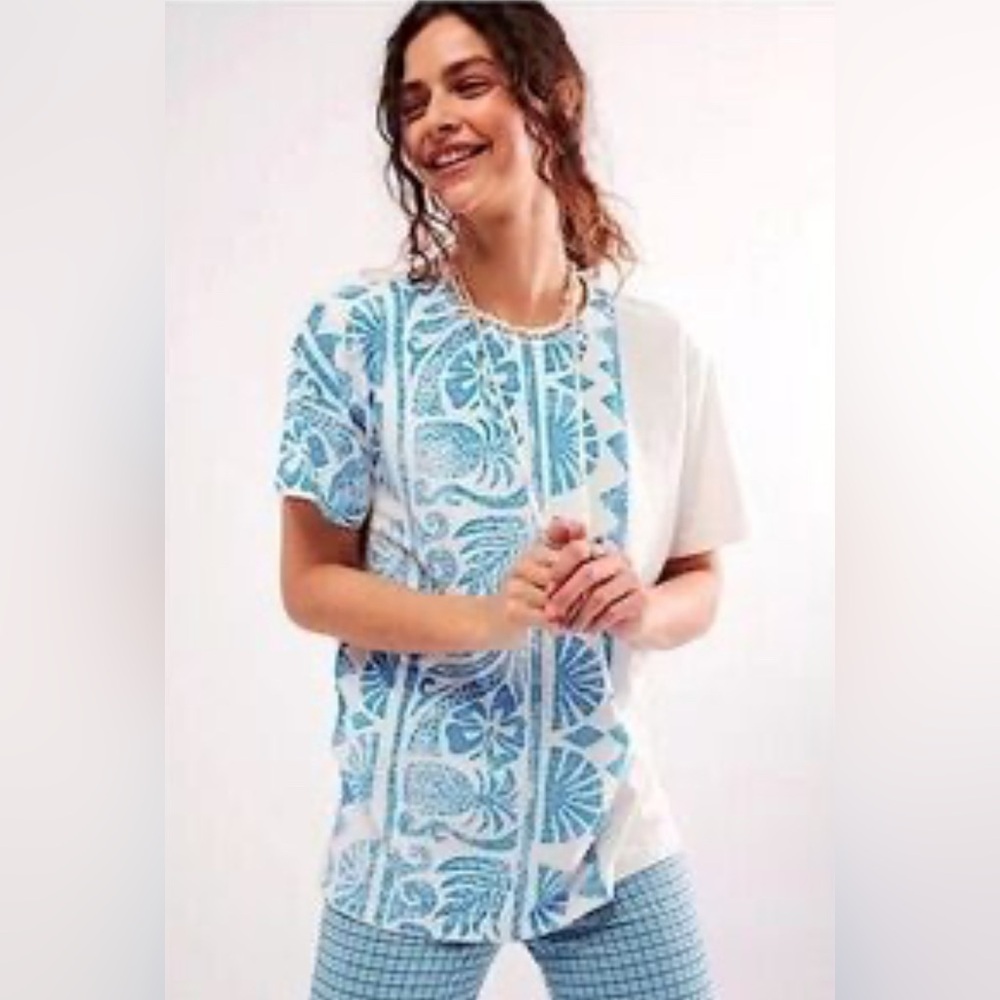 NWT Free People X Ragabond Studio collab Hawaii print shirt size medium - Picture 2 of 7